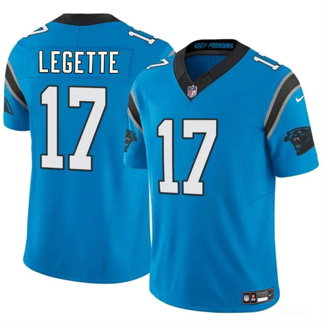 Men's Carolina Panthers #17 Xavier Legette Blue 2024 Draft F.U.S.E. Vapor Limited Stitched Football Jersey